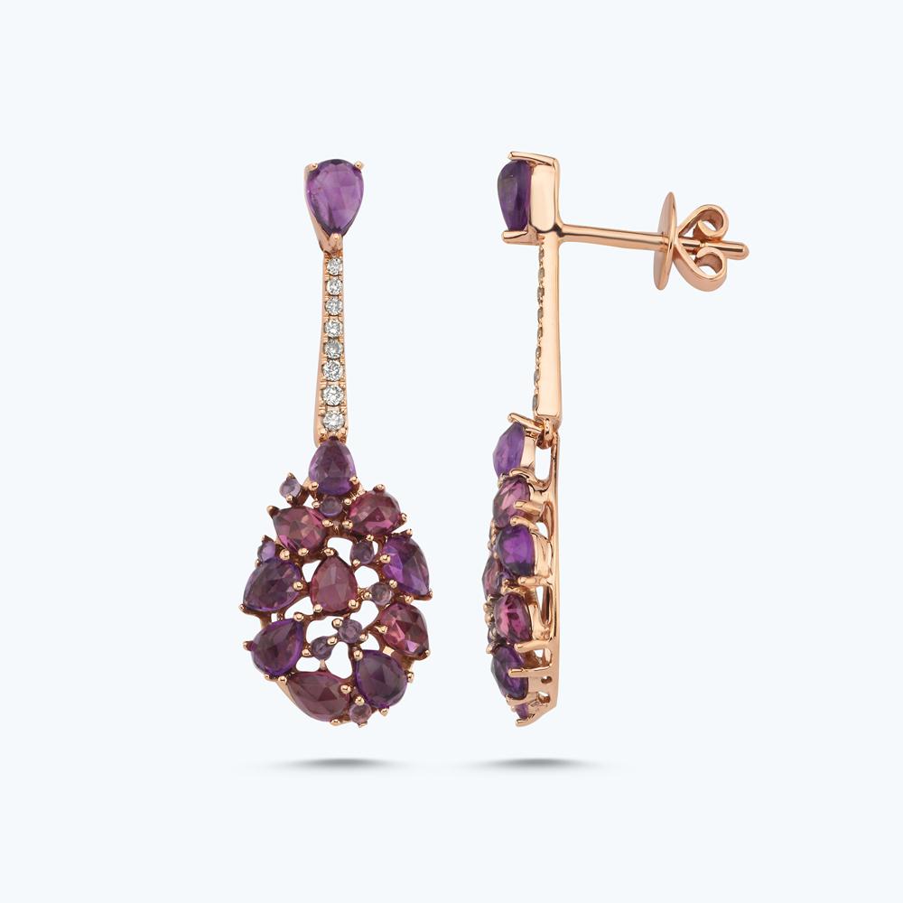 Boucles d'Oreilles Diamant Améthyste