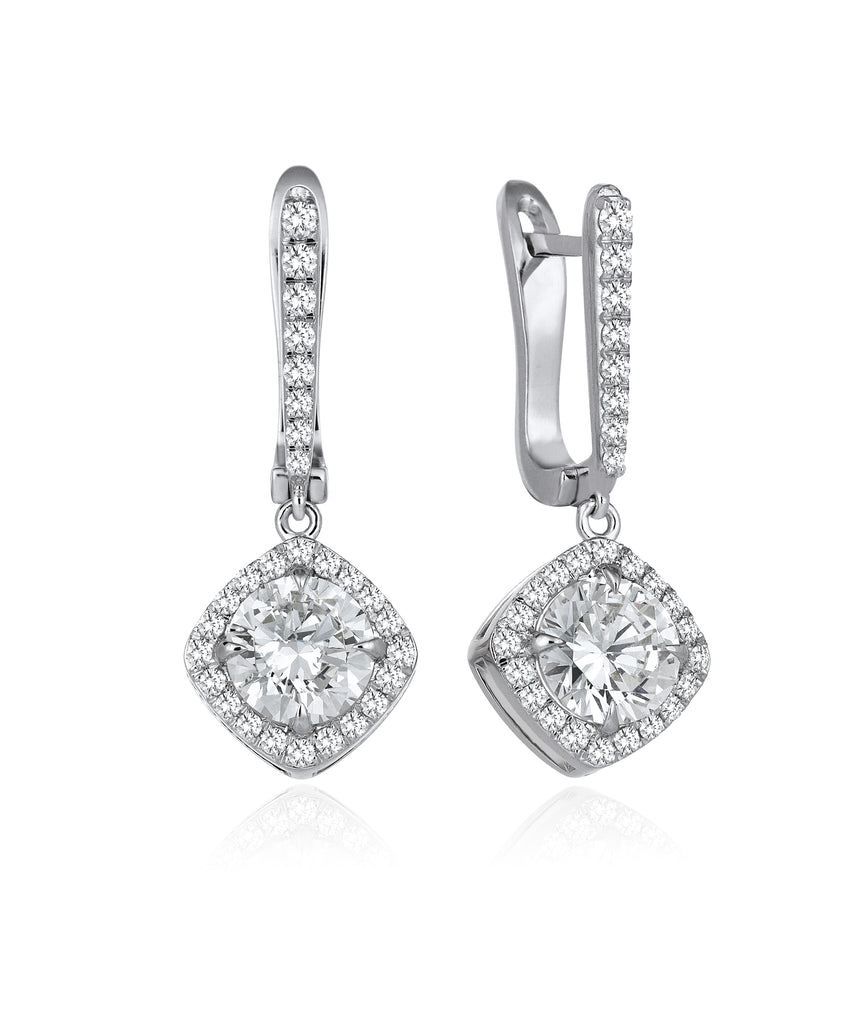 Boucles d'Oreilles Diamant Topaze Blanche