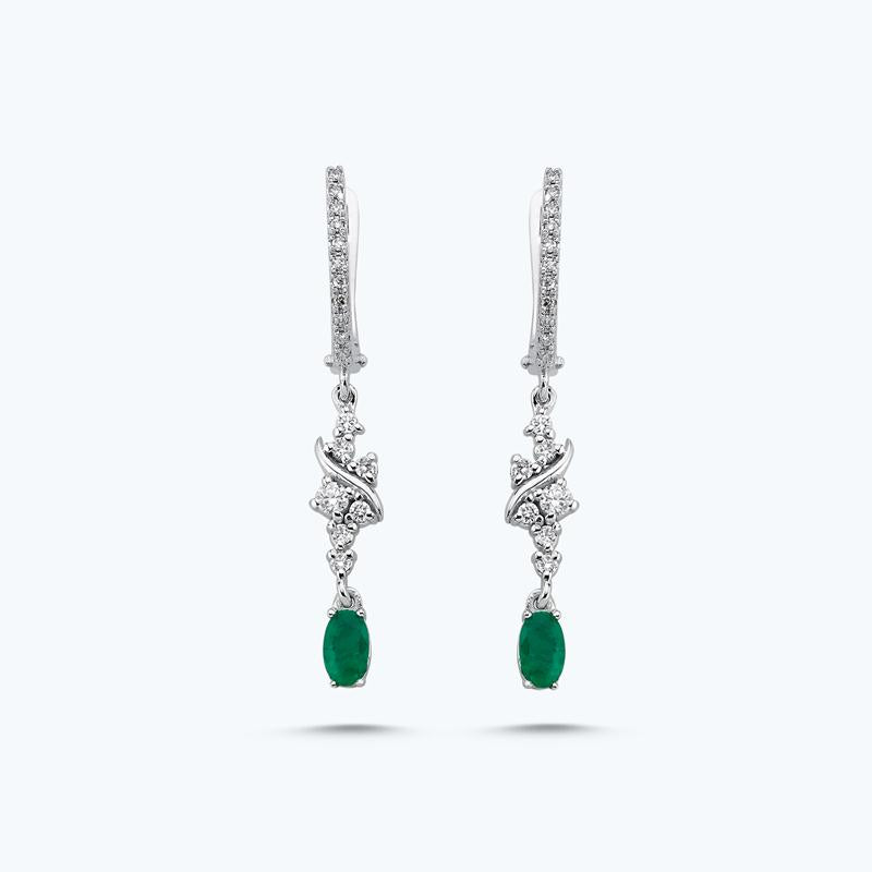 Boucles d'Oreilles Diamant Émeraude