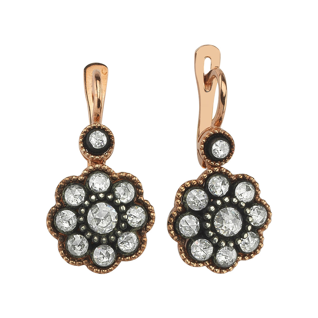 Boucles d'Oreilles Diamant Fleur