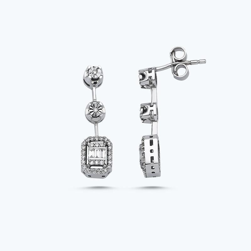 Boucles d'Oreilles Diamant Baguette