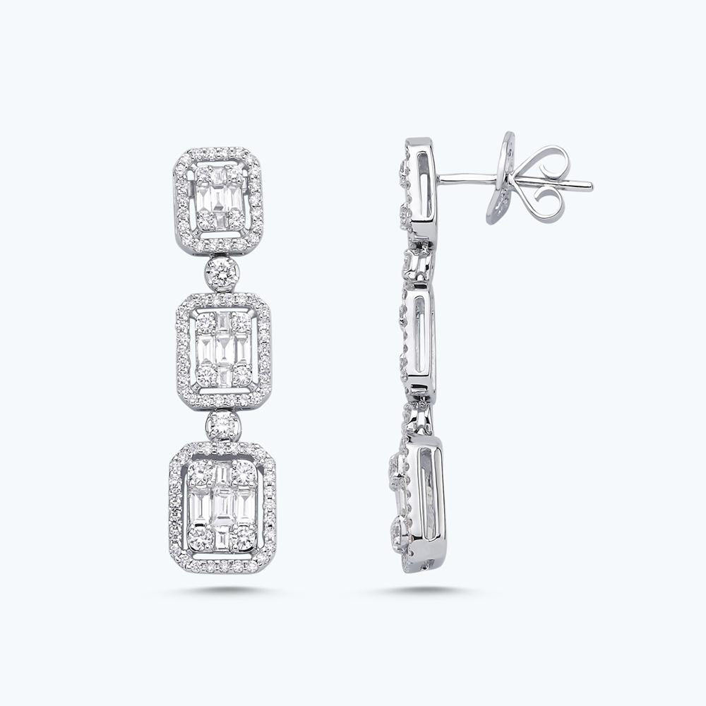 Boucles d'Oreilles Diamant Baguette