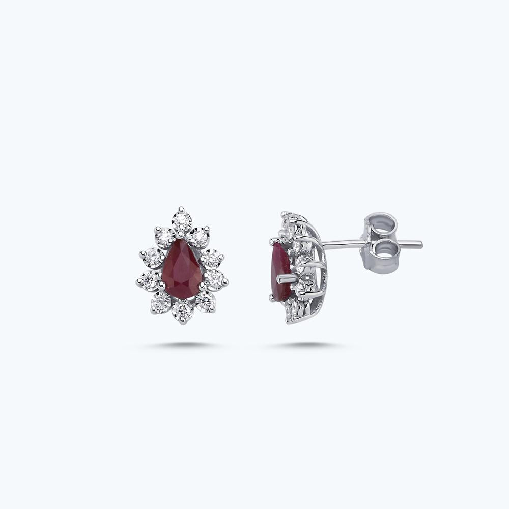 Boucles d'Oreilles Diamant Rubis