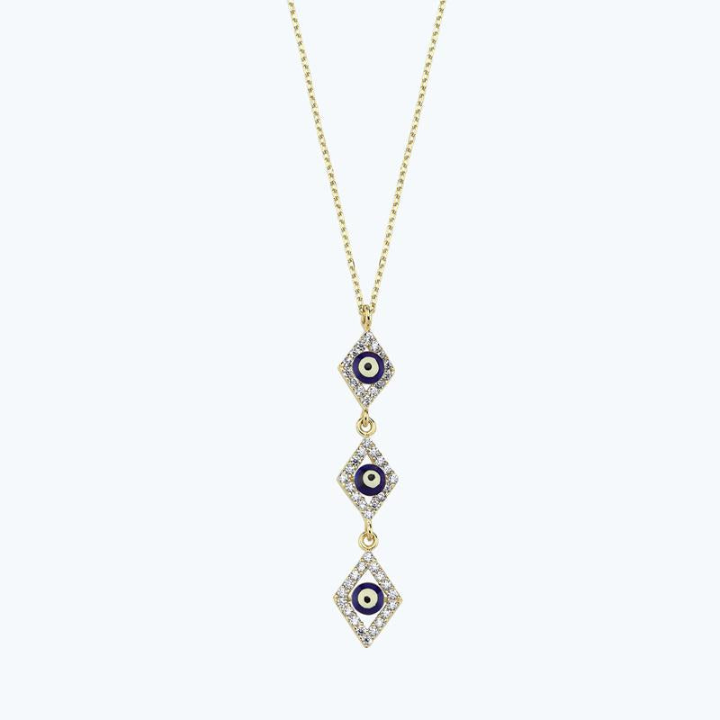 Gold Evil Eye Beaded Necklace