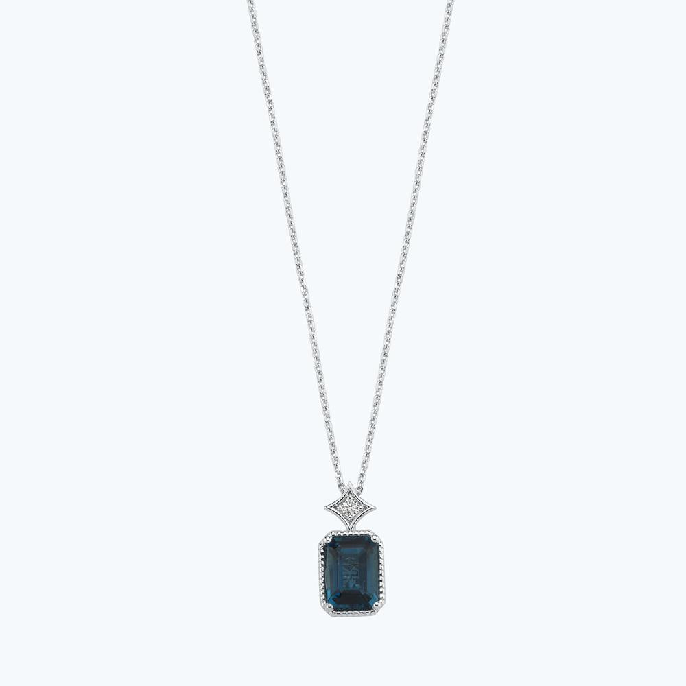 Diamond Topaz Stone Baguette Necklace