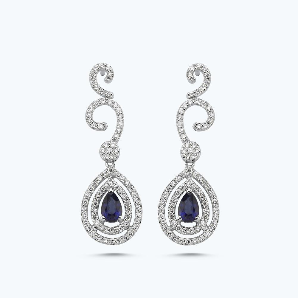 Boucles d'Oreilles Diamant Saphir