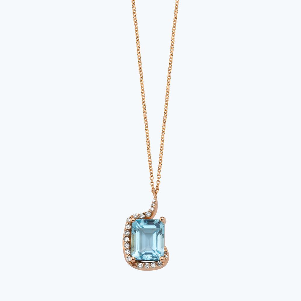 Collier Diamant Topaze Bleu