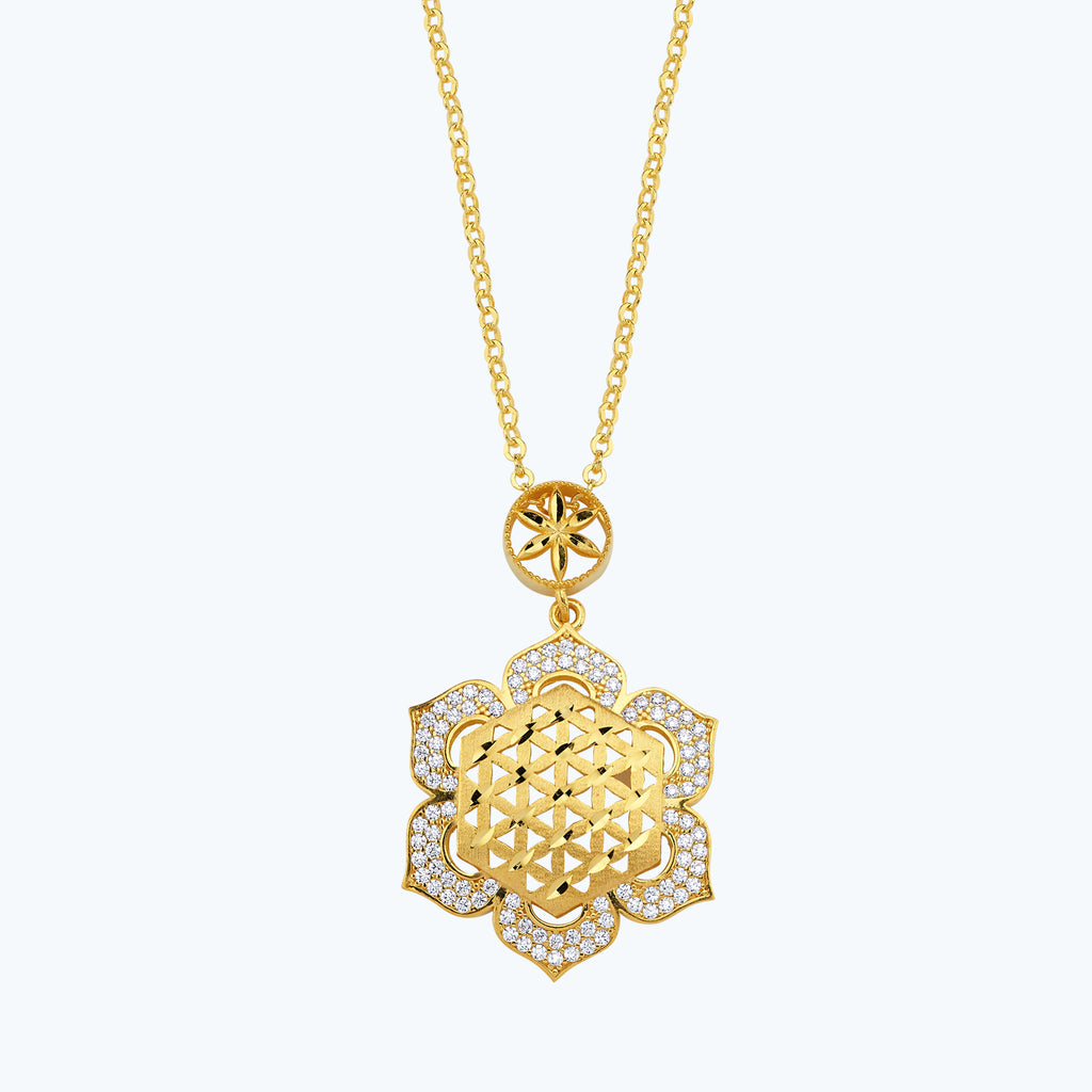 22K Flower of Life Gold Necklace