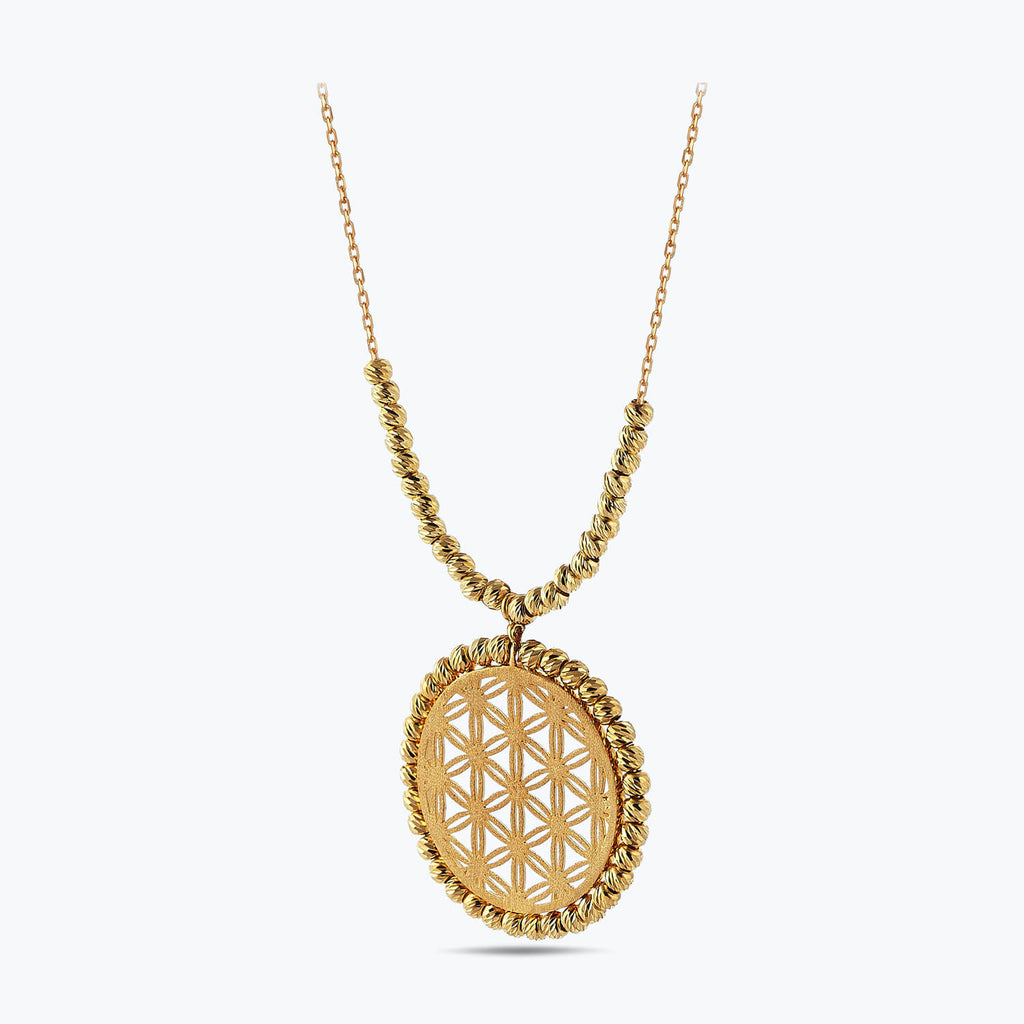 22K Flower of Lİfe Gold Necklace