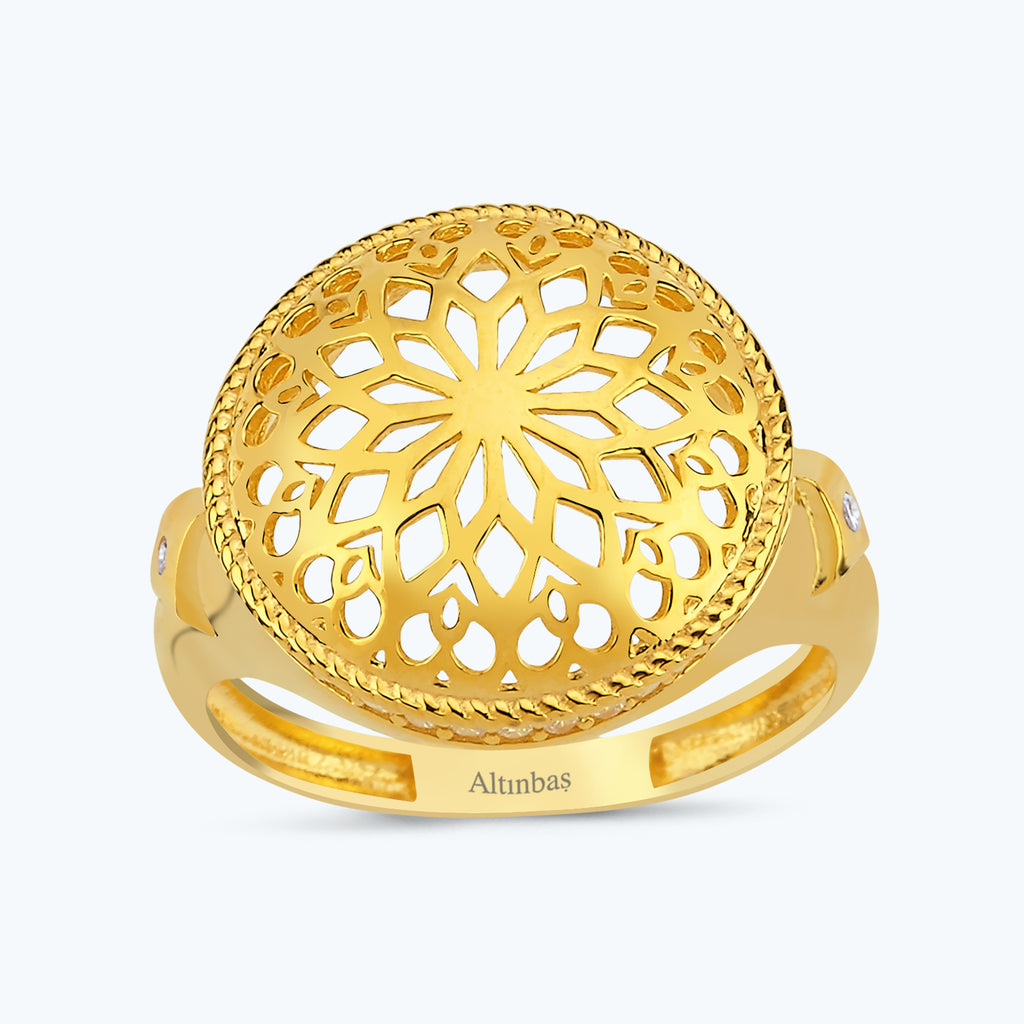 22K Mandala Gold Ring