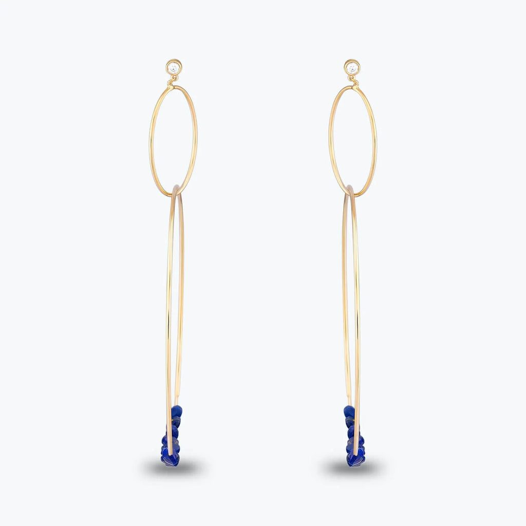 Marin Lapis Stone Hoop Gold Earrings