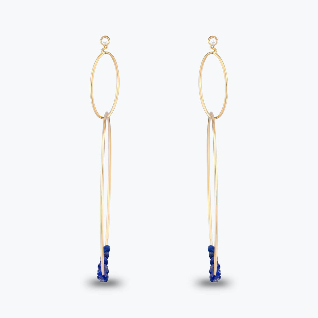 Marin Lapis Stone Hoop Gold Earrings