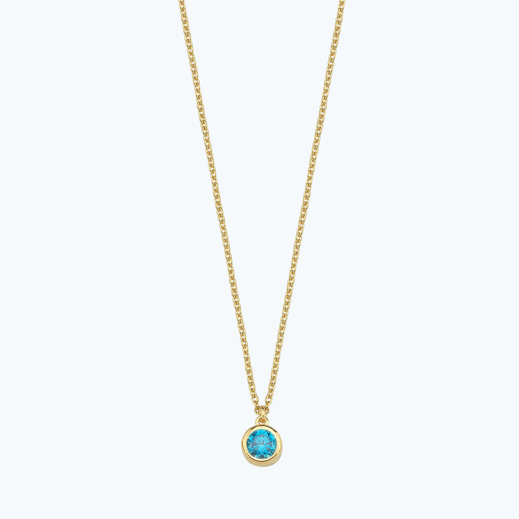 Gold Necklace with Blue Stone