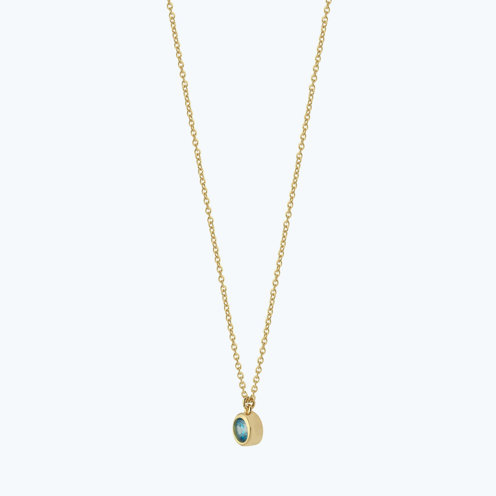 Gold Necklace with Blue Stone