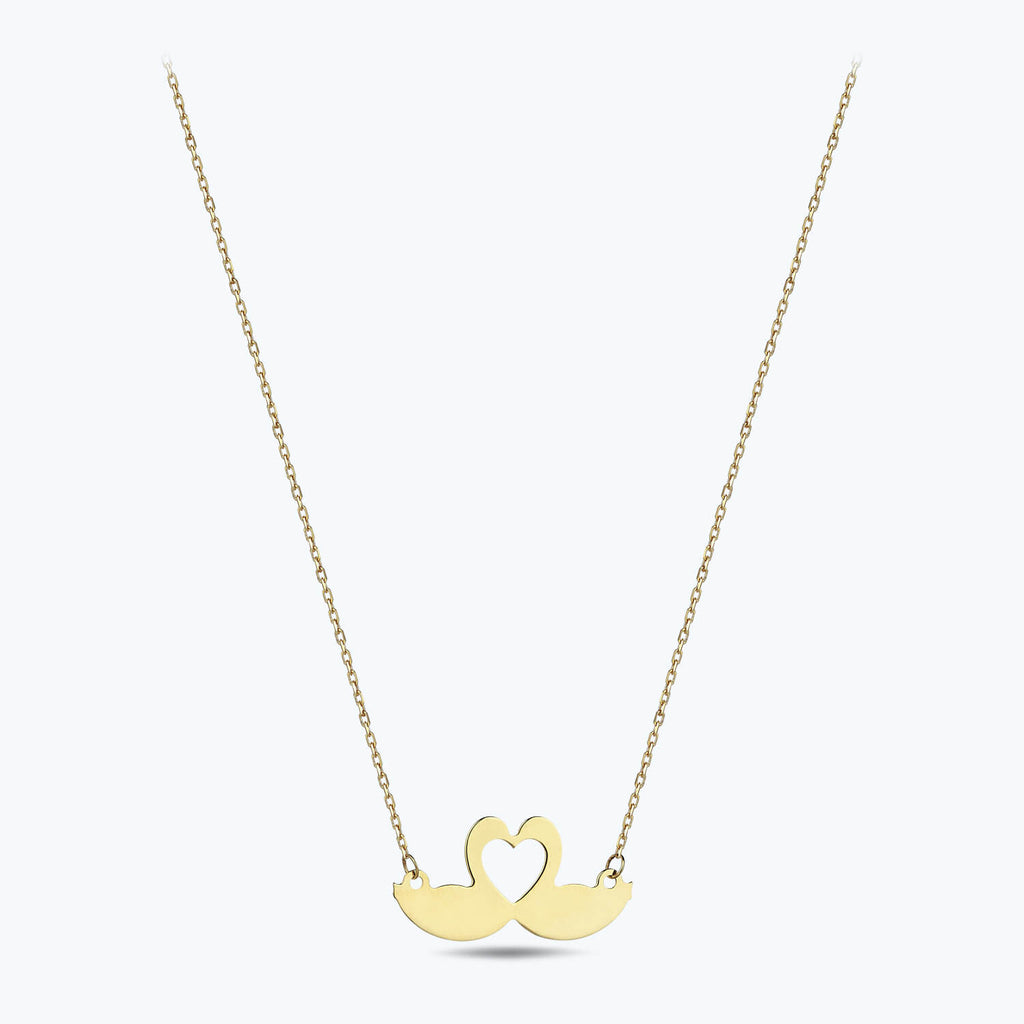 Heart Swan Gold Necklace