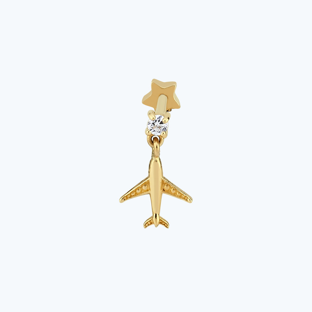 Gold Plane Tragus Piercing