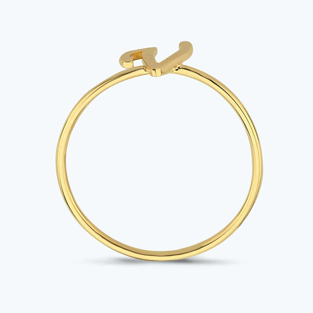 Letter V Gold Ring