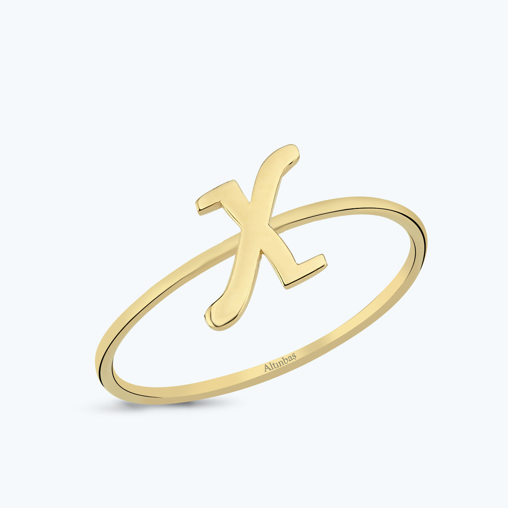 Letter X Gold Ring