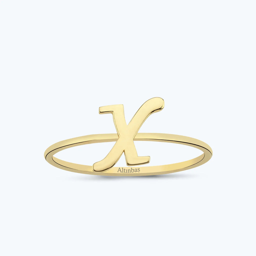 Letter X Gold Ring