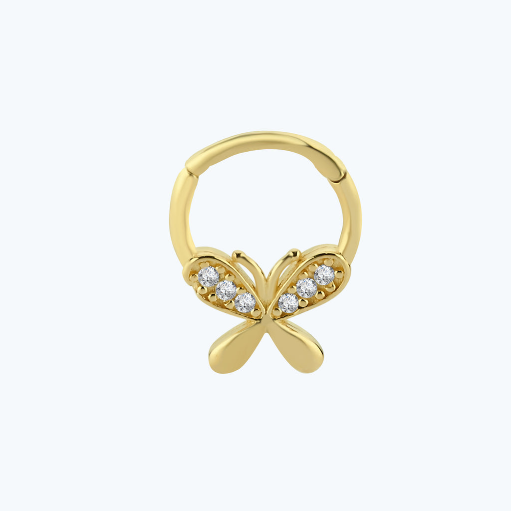 Butterfly Gold Hoop Clicker Piercing