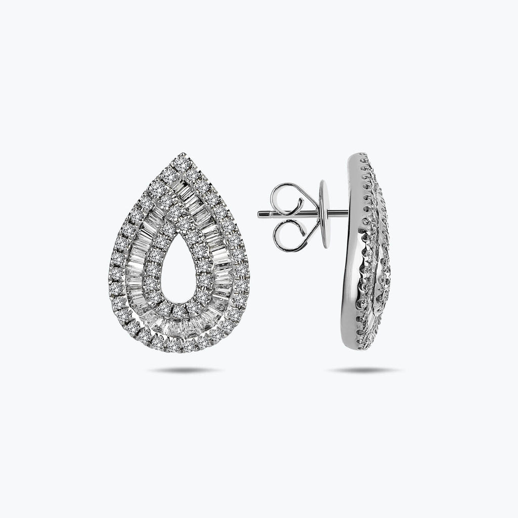 Boucles d'Oreilles Diamant Baguette