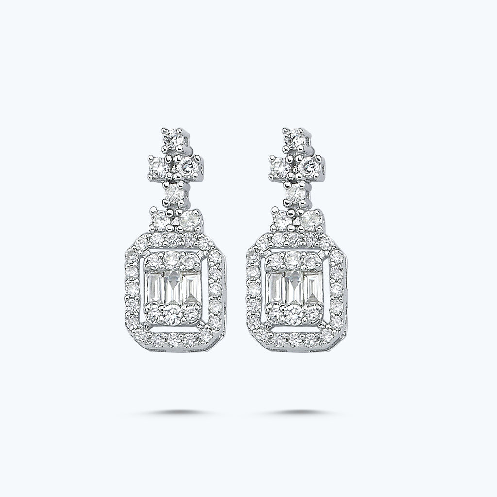 Boucles d'Oreilles Diamant Baguette