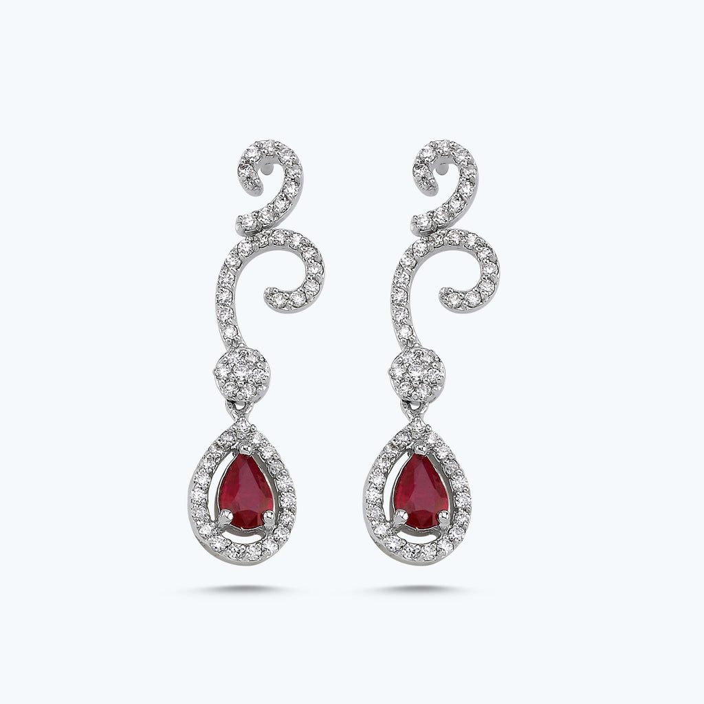 Boucles d'Oreilles Diamant Rubis