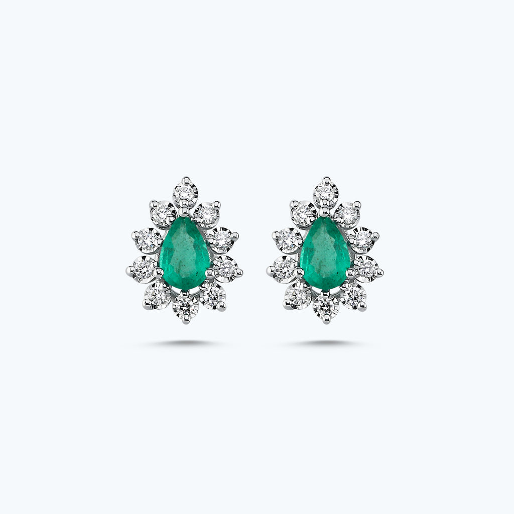 Boucles d'Oreilles Diamant Émeraude